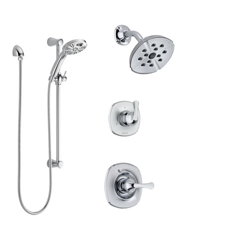 Delta Addison Chrome Finish Shower System with Control Handle, 3-Setting Diverter, Showerhead, and Temp2O Hand Shower with Slidebar SS1429214