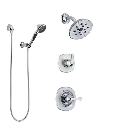 Delta Addison Chrome Finish Shower System with Control Handle, 3-Setting Diverter, Showerhead, and Hand Shower with Wall Bracket SS1429216