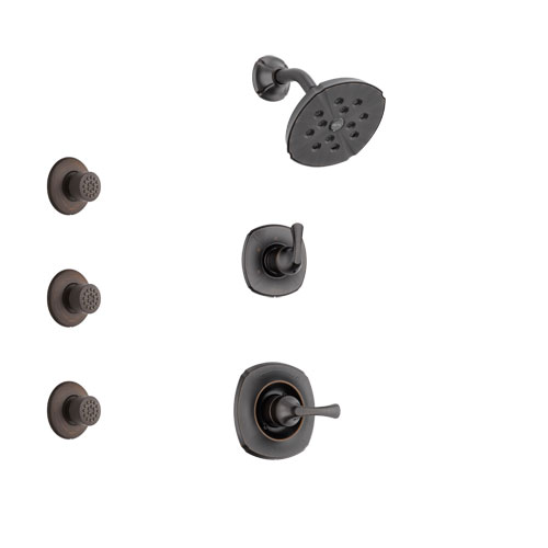 Delta Addison Venetian Bronze Finish Shower System with Control Handle, 3-Setting Diverter, Showerhead, and 3 Body Sprays SS14292RB1