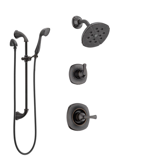 Delta Addison Venetian Bronze Finish Shower System with Control Handle, 3-Setting Diverter, Showerhead, and Hand Shower with Slidebar SS14292RB4