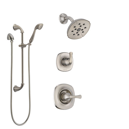 Delta Addison Stainless Steel Finish Shower System with Control Handle, 3-Setting Diverter, Showerhead, and Hand Shower with Slidebar SS14292SS5