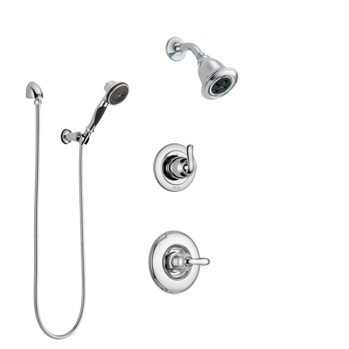 Delta Linden Chrome Finish Shower System with Control Handle, 3-Setting Diverter, Showerhead, and Hand Shower with Wall Bracket SS1429413