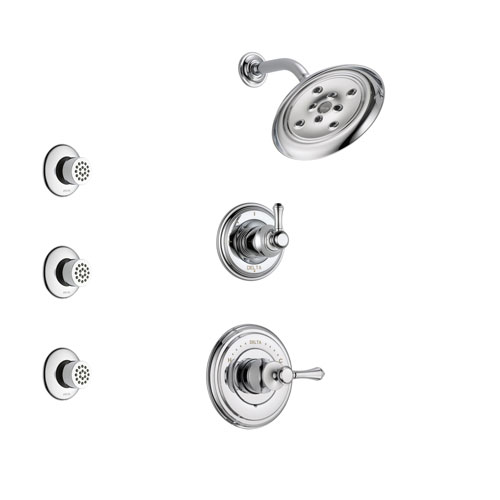 Delta Cassidy Chrome Finish Shower System with Control Handle, 3-Setting Diverter, Showerhead, and 3 Body Sprays SS1429731