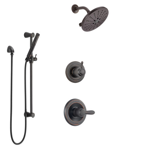 Delta Lahara Venetian Bronze Finish Shower System with Control Handle, 3-Setting Diverter, Showerhead, and Hand Shower with Slidebar SS1438RB2
