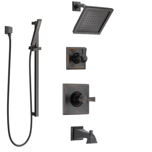 Delta Dryden Venetian Bronze Tub and Shower System with Control Handle, 3-Setting Diverter, Showerhead, and Hand Shower with Slidebar SS144511RB4