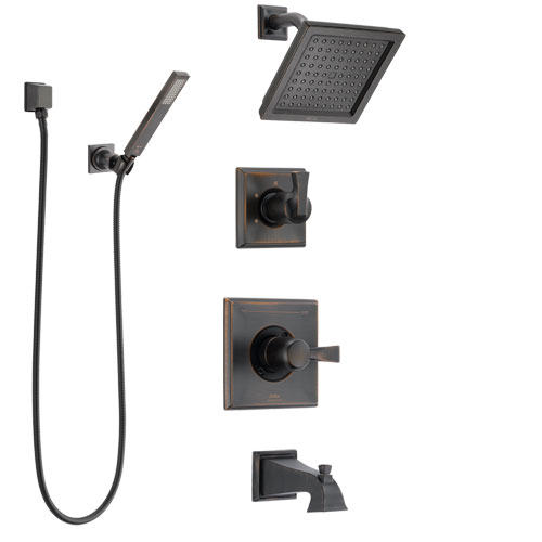 Delta Dryden Venetian Bronze Tub and Shower System with Control Handle, 3-Setting Diverter, Showerhead, and Hand Shower with Wall Bracket SS144511RB5