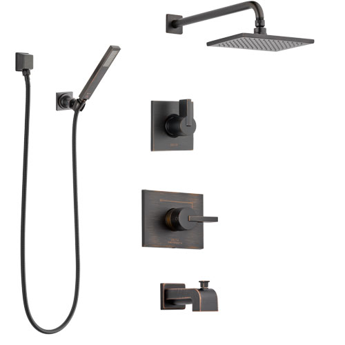 Delta Vero Venetian Bronze Tub and Shower System with Control Handle, 3-Setting Diverter, Showerhead, and Hand Shower with Wall Bracket SS14453RB5