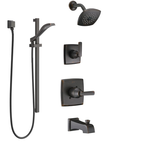 Delta Ashlyn Venetian Bronze Tub and Shower System with Control Handle, 3-Setting Diverter, Showerhead, and Hand Shower with Slidebar SS14464RB5