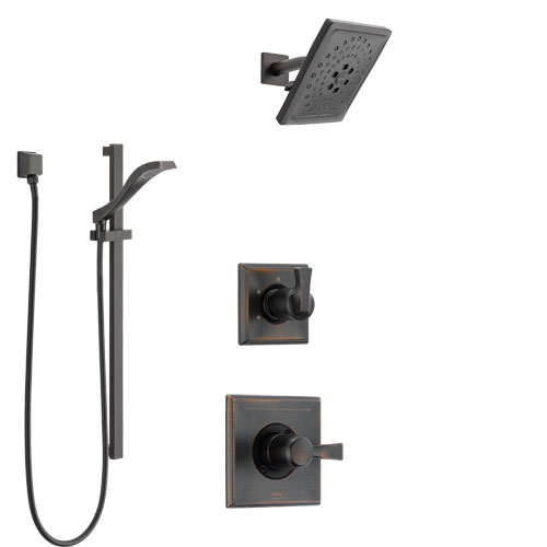 Delta Dryden Venetian Bronze Finish Shower System with Control Handle, 3-Setting Diverter, Showerhead, and Hand Shower with Slidebar SS1451RB6