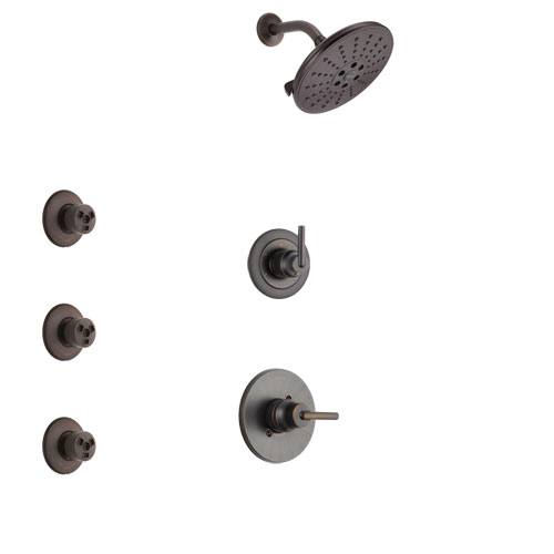 Delta Trinsic Venetian Bronze Finish Shower System with Control Handle, 3-Setting Diverter, Showerhead, and 3 Body Sprays SS1459RB3