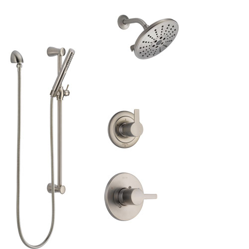 Delta Compel Stainless Steel Finish Shower System with Control Handle, 3-Setting Diverter, Showerhead, and Hand Shower with Slidebar SS1461SS8