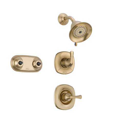 Delta Addison Champagne Bronze Shower System with Normal Shower Handle, 3-setting Diverter, Shower Head, and Dual Body Spray Shower Plate SS149283CZ