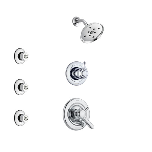 Delta Lahara Chrome Finish Shower System with Dual Control Handle, 3-Setting Diverter, Showerhead, and 3 Body Sprays SS172381