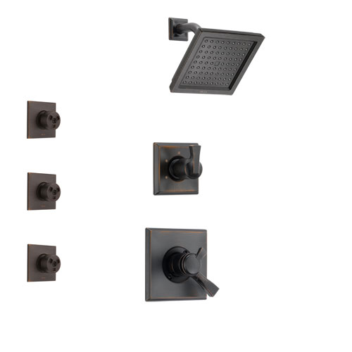 Delta Dryden Venetian Bronze Finish Shower System with Dual Control Handle, 3-Setting Diverter, Showerhead, and 3 Body Sprays SS172511RB1