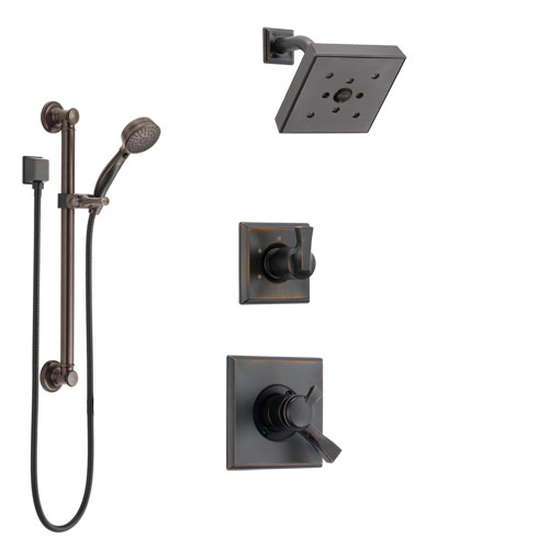 Delta Dryden Venetian Bronze Finish Shower System with Dual Control Handle, 3-Setting Diverter, Showerhead, and Hand Shower with Grab Bar SS172512RB3