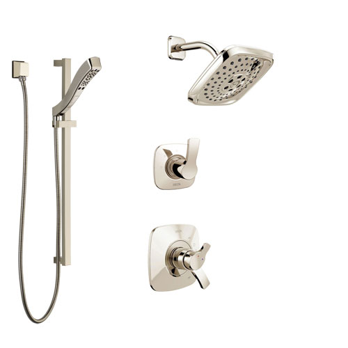 Delta Tesla Polished Nickel Finish Shower System with Dual Control Handle, 3-Setting Diverter, Showerhead, and Hand Shower with Slidebar SS17252PN2