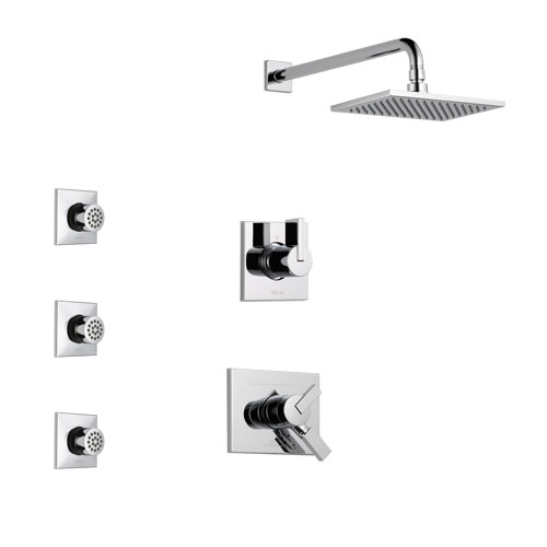 Delta Vero Chrome Finish Shower System with Dual Control Handle, 3-Setting Diverter, Showerhead, and 3 Body Sprays SS1725311