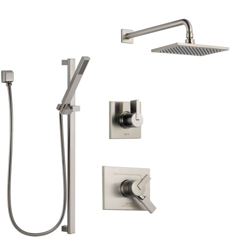 Delta Vero Stainless Steel Finish Shower System with Dual Control Handle, 3-Setting Diverter, Showerhead, and Hand Shower with Slidebar SS172531SS5