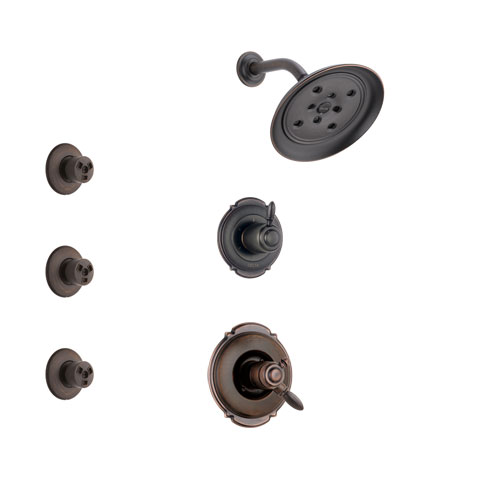 Delta Victorian Venetian Bronze Finish Shower System with Dual Control Handle, 3-Setting Diverter, Showerhead, and 3 Body Sprays SS172552RB2
