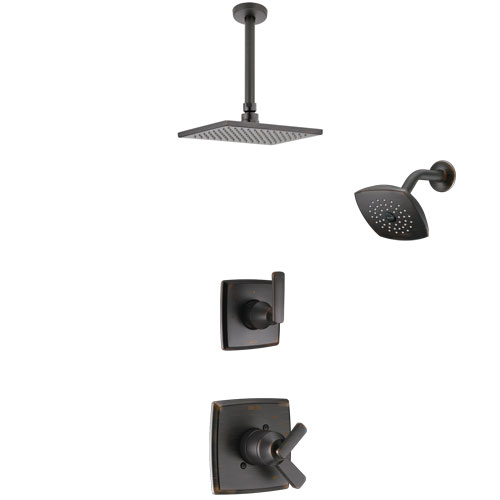 Delta Ashlyn Venetian Bronze Finish Shower System with Dual Control Handle, 3-Setting Diverter, Showerhead, and Ceiling Mount Showerhead SS17264RB5