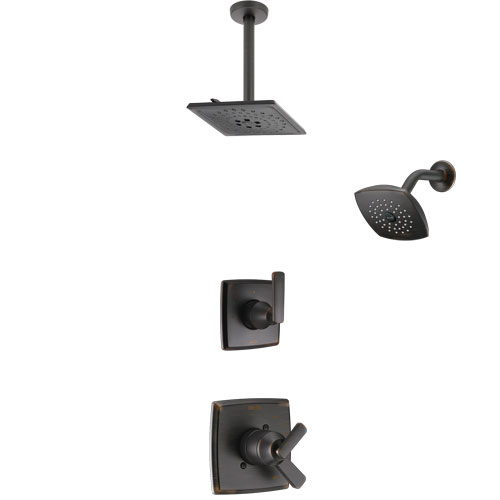 Delta Ashlyn Venetian Bronze Finish Shower System with Dual Control Handle, 3-Setting Diverter, Showerhead, and Ceiling Mount Showerhead SS17264RB6