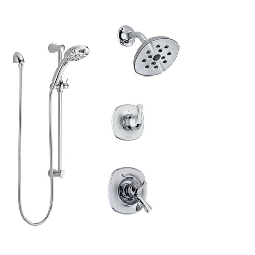 Delta Addison Chrome Finish Shower System with Dual Control Handle, 3-Setting Diverter, Showerhead, and Temp2O Hand Shower with Slidebar SS172924