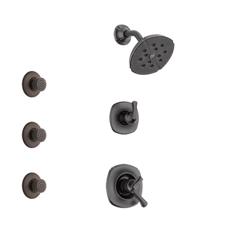 Delta Addison Venetian Bronze Finish Shower System with Dual Control Handle, 3-Setting Diverter, Showerhead, and 3 Body Sprays SS17292RB1