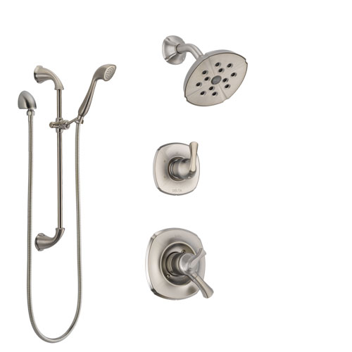Delta Addison Stainless Steel Finish Shower System with Dual Control Handle, 3-Setting Diverter, Showerhead, and Hand Shower with Slidebar SS17292SS5