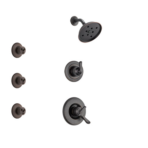 Delta Linden Venetian Bronze Finish Shower System with Dual Control Handle, 3-Setting Diverter, Showerhead, and 3 Body Sprays SS17294RB2