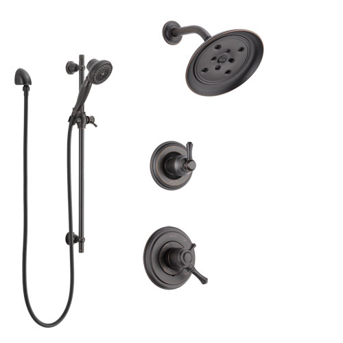 Delta Cassidy Venetian Bronze Finish Shower System with Dual Control Handle, 3-Setting Diverter, Showerhead, and Hand Shower with Slidebar SS17297RB5