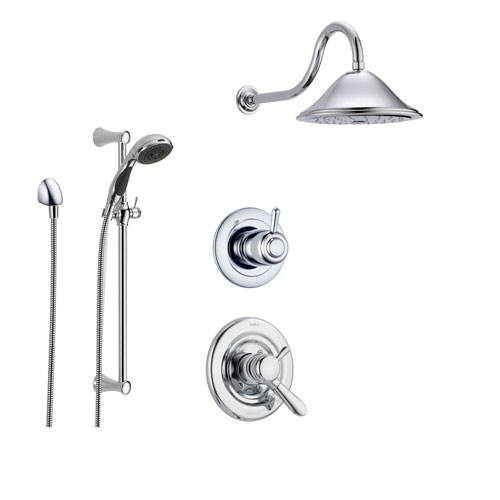 Delta Lahara Chrome Shower System with Dual Control Shower Handle, 3-setting Diverter, Large Rain Showerhead, and Handheld Shower SS173881