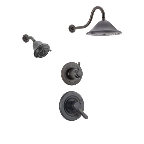 Delta Lahara Venetian Bronze Shower System with Dual Control Shower Handle, 3-setting Diverter, Large Rain Showerhead, and Smaller Wall Mount Showerhead SS173883RB