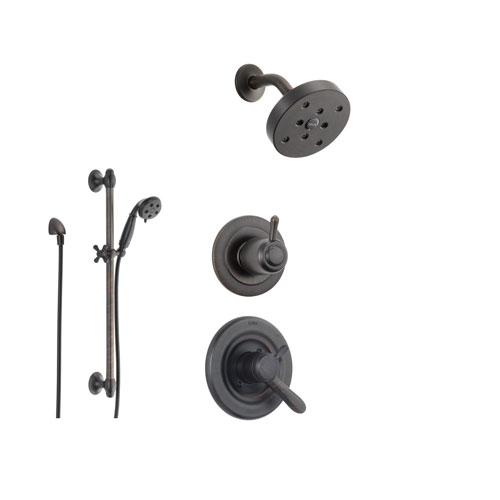 Delta Lahara Venetian Bronze Shower System with Dual Control Shower Handle, 3-setting Diverter, Modern Round Showerhead, and Handheld Shower SS173885RB