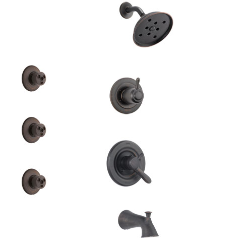 Delta Lahara Venetian Bronze Finish Tub and Shower System with Dual Control Handle, 3-Setting Diverter, Showerhead, and 3 Body Sprays SS17438RB2