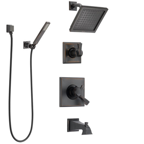 Delta Dryden Venetian Bronze Tub and Shower System with Dual Control Handle, Diverter, Showerhead, and Hand Shower with Wall Bracket SS174511RB5