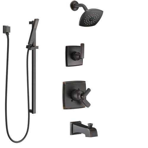 Delta Ashlyn Venetian Bronze Tub and Shower System with Dual Control Handle, 3-Setting Diverter, Showerhead, and Hand Shower with Slidebar SS17464RB4