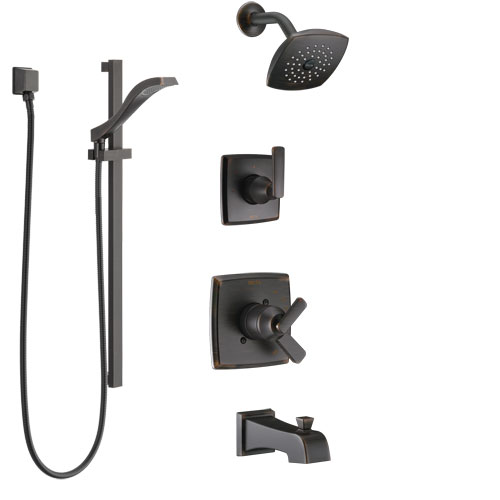 Delta Ashlyn Venetian Bronze Tub and Shower System with Dual Control Handle, 3-Setting Diverter, Showerhead, and Hand Shower with Slidebar SS17464RB5