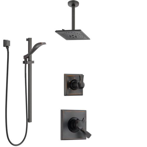 Delta Dryden Venetian Bronze Shower System with Dual Control Handle, Diverter, Ceiling Mount Showerhead, and Hand Shower with Slidebar SS1751RB5