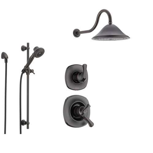 Delta Addison Venetian Bronze Shower System with Dual Control Shower Handle, 3-setting Diverter, Large Rain Shower Head, and Handheld Shower Spray SS179281RB
