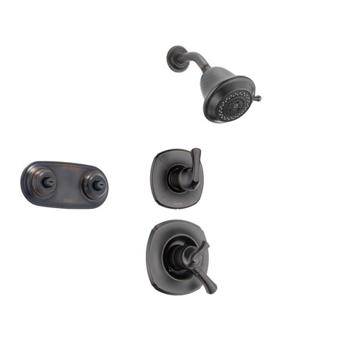 Delta Addison Venetian Bronze Shower System with Dual Control Shower Handle, 3-setting Diverter, Showerhead, and Dual Body Spray Shower Plate SS179283RB
