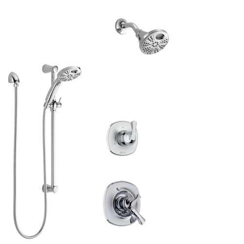 Delta Addison Chrome Finish Shower System with Dual Control Handle, 3-Setting Diverter, Temp2O Showerhead, and Hand Shower with Slidebar SS17928
