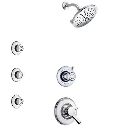 Delta Linden Chrome Finish Shower System with Dual Control Handle, 3-Setting Diverter, Showerhead, and 3 Body Sprays SS17935