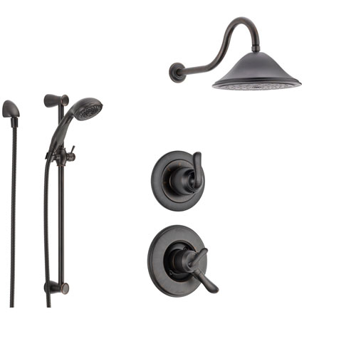 Delta Linden Venetian Bronze Shower System with Dual Control Shower Handle, 3-setting Diverter, Large Rain Showerhead, and Handheld Shower SS179481RB