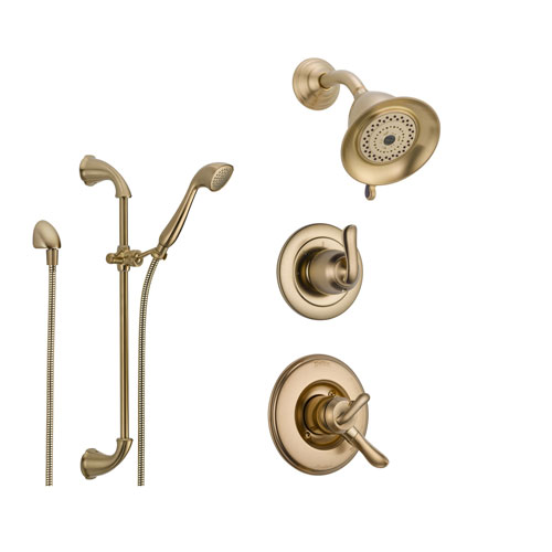 Delta Linden Champagne Bronze Shower System with Dual Control Shower Handle, 3-setting Diverter, Showerhead, and Handheld Shower SS179483CZ