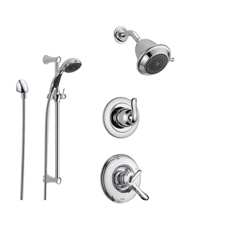 Delta Linden Chrome Shower System with Dual Control Shower Handle, 3-setting Diverter, Showerhead, and Hand Held Shower SS179483