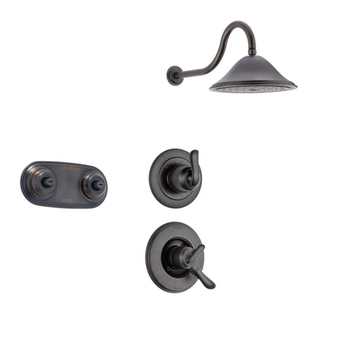 Delta Linden Venetian Bronze Shower System with Dual Control Shower Handle, 3-setting Diverter, Large Rain Showerhead, and Dual Body Spray Shower Plate SS179484RB