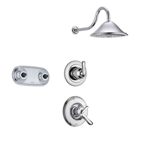 Delta Linden Chrome Shower System with Dual Control Shower Handle, 3-setting Diverter, Large Rain Showerhead, and Dual Body Spray Shower Plate SS179484