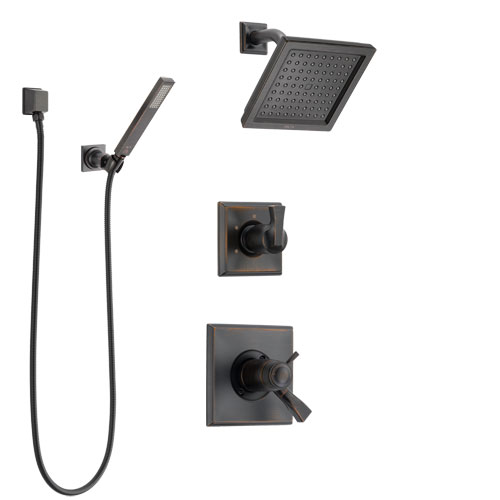 Delta Dryden Venetian Bronze Shower System with Dual Thermostatic Control Handle, Diverter, Showerhead, and Hand Shower with Wall Bracket SS17T2511RB5