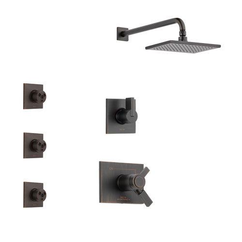 Delta Vero Venetian Bronze Finish Shower System with Dual Thermostatic Control Handle, 3-Setting Diverter, Showerhead, and 3 Body Sprays SS17T2532RB1