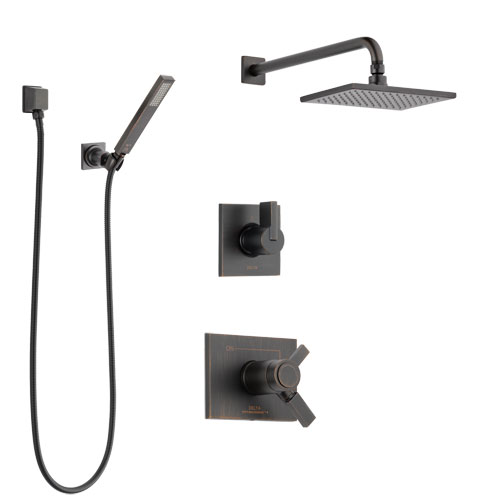 Delta Vero Venetian Bronze Shower System with Dual Thermostatic Control Handle, Diverter, Showerhead, and Hand Shower with Wall Bracket SS17T2532RB5